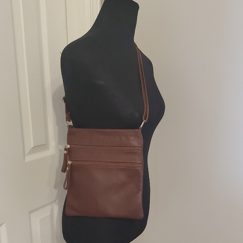 Vera Pelle Dark Brown Leather Crossbody Bag